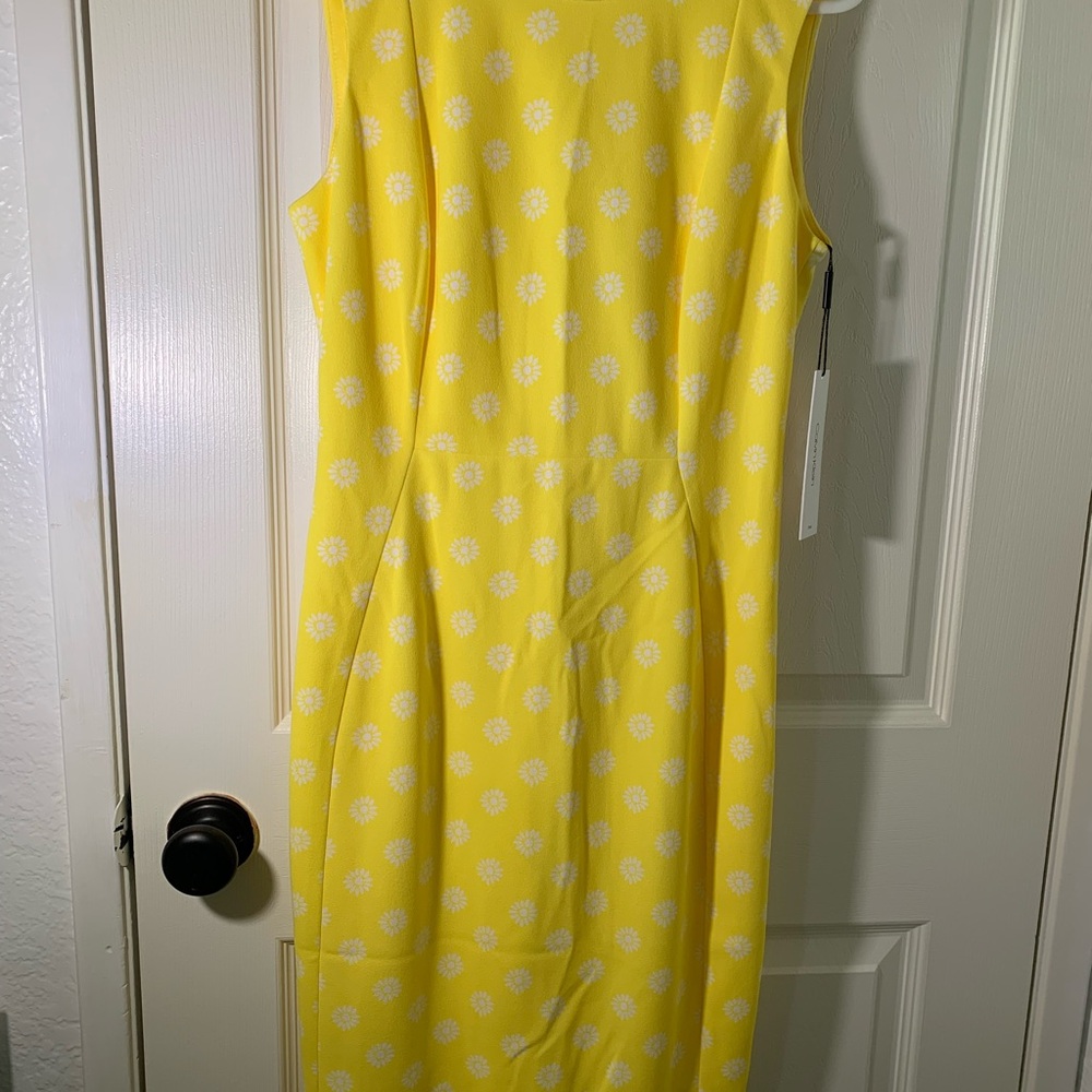Calvin Klein Yellow Floral Sleeveless Dress Size: 6